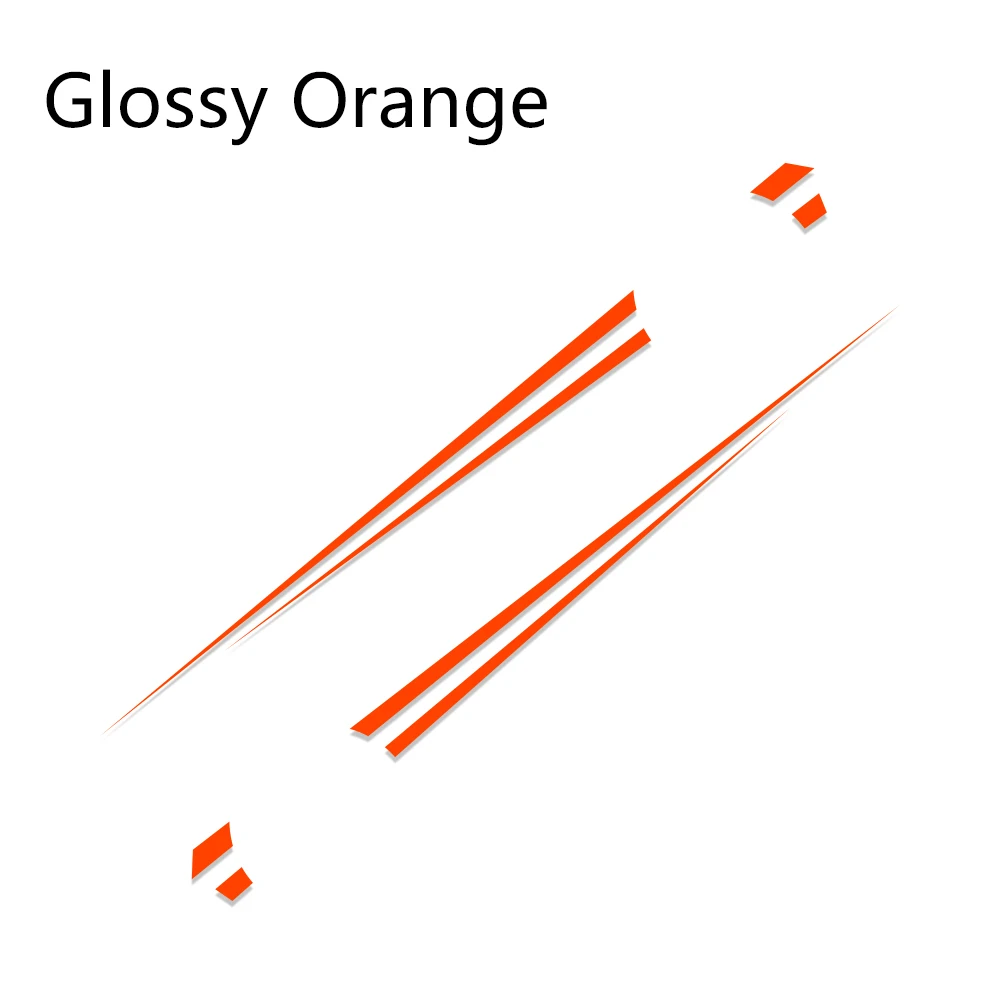 Glossy Orange 2 шт., автомобильные наклейки, длинные боковые полосы, Авто Виниловая обертка, сделай сам, декоративные наклейки, автомобильные гоночные, спортивные, стильные, автомобильные тюнинговые аксессуары - Название цвета: Glossy Orange