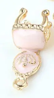 pink MRHUANG 10 шт./лот 3D Корона стул Эмаль Подвески Сплав Кулон fit Браслеты Сделай Сам аксессуары 10*26 мм - Окраска металла: pink