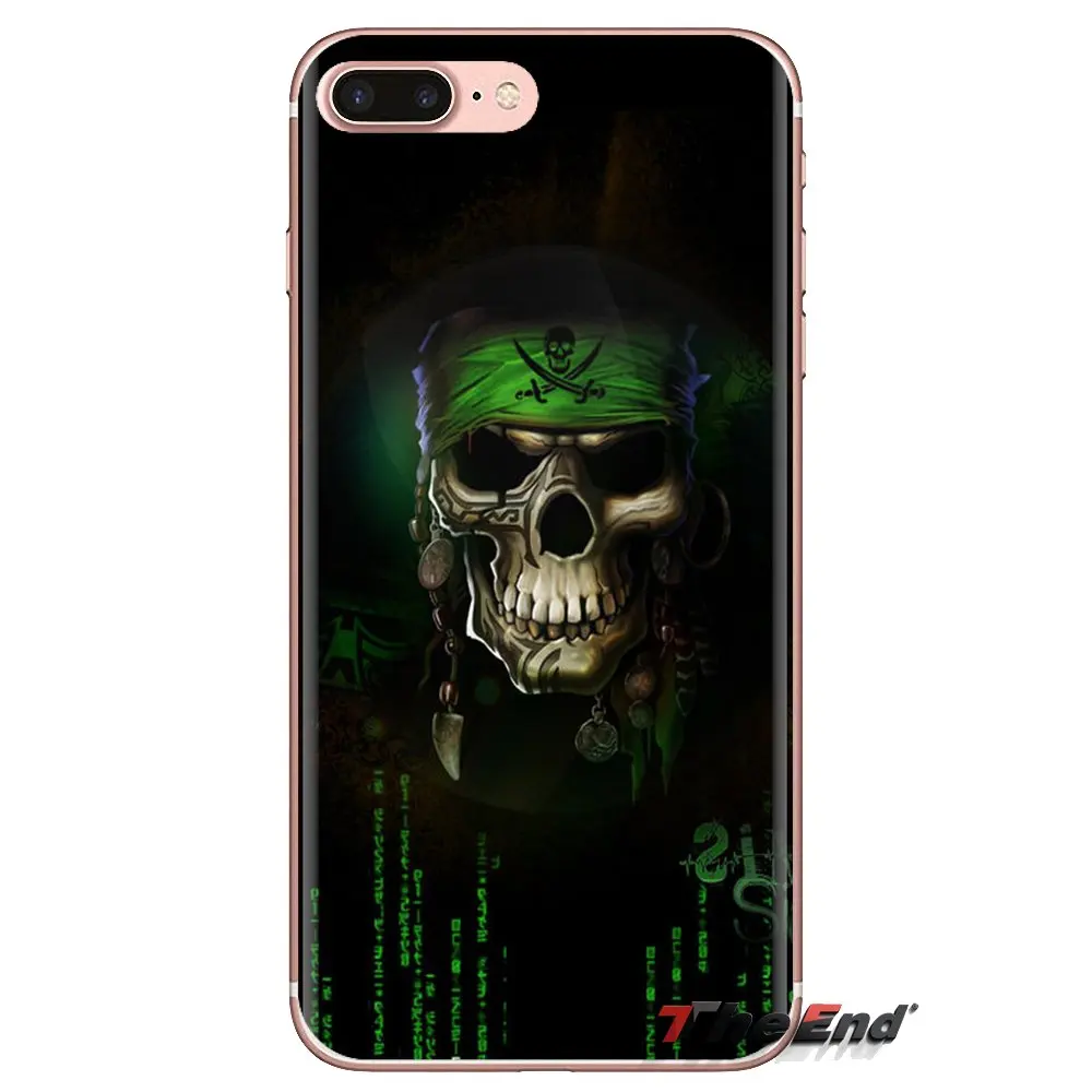 For iPod Touch Apple iPhone 4 4S 5 5S SE 5C 6 6S 7 8 X XR XS Plus MAX Under the Black Pirate Skull Flag Silicone Phone Skin Case |