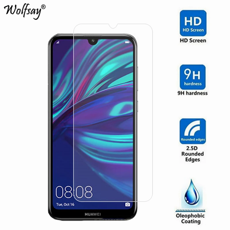 2 uds 9H vidrio Huawei Y7 2019 de vidrio templado Protector de pantalla para Huawei Y7 2019 de vidrio pel&iacute;cula del tel&eacute;fono Huawei Y7 2019 pel&iacute;cula protectora-2