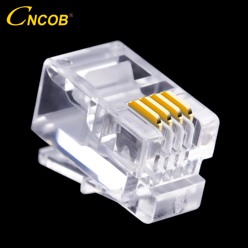 CNCOB 4P4C RJ9 телефонная лампа 4 ядерный аудиоразъем проводной разъем позолоченный