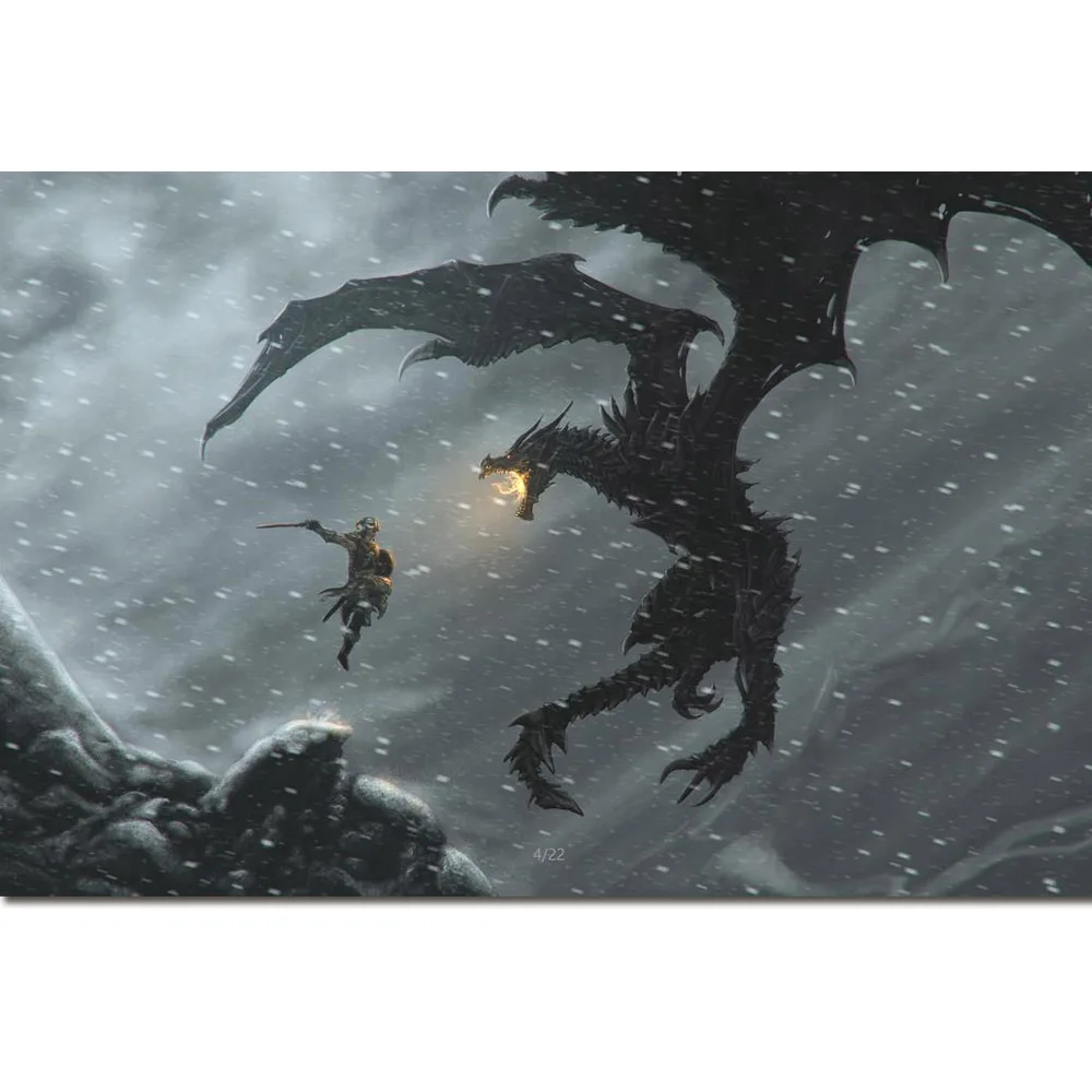 The Elder Scrolls V Skyrim видео игра искусство шелковая принтованная ткань 32*48 дюймов