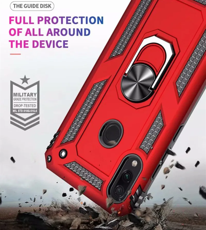 Luxury Armor Shockproof Case For Xiaomi Redmi Note 7 Heavy Duty Protection Cover MI 9 SE Silicone Car Holder Ring Cases | Мобильные