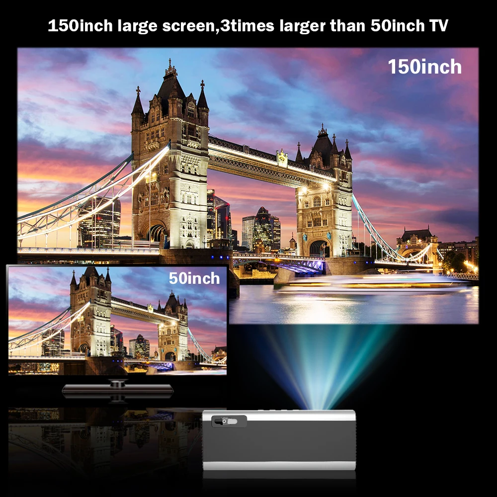 CRENOVA новейший светодиодный проектор HD 1280*720P Android 6.0OS 3800 люмен Домашний кинотеатр кино Android проектор с Wi-Fi Bluetooth