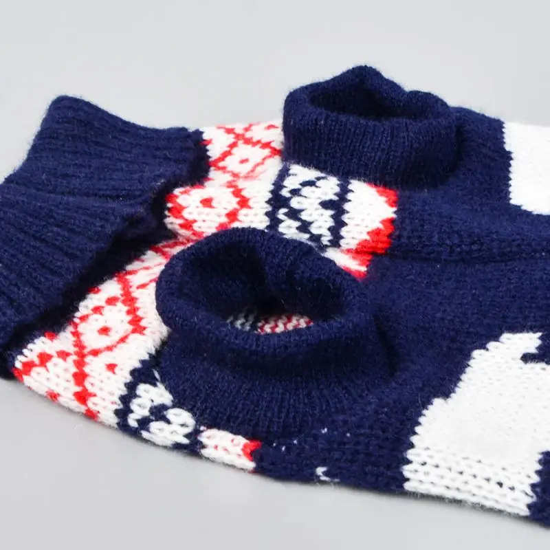 Теплые свитера для собак, Рождественский классический свитер с воротником-стойкой и оленем для снежной погоды, джемпер для домашних животных, пальто для маленьких и средних размеров для собачек-Мопсов, чихуахуа