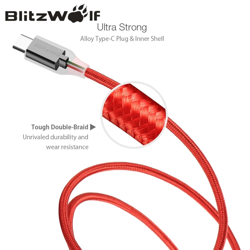 Кабель USB Type C BlitzWolf 0 9 м 1 8 м|Кабели для мобильных телефонов| |