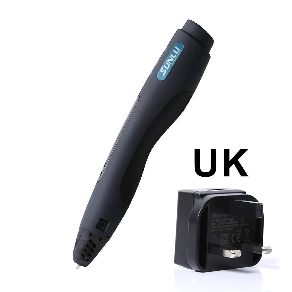 SUNLU фабрика SL-400 3D Ручка DIY Модель волшебный принтер с 1,75 мм PLA нити Stylo 3D Рисунок пластиковый карандаш для детей - Цвет: Black UK