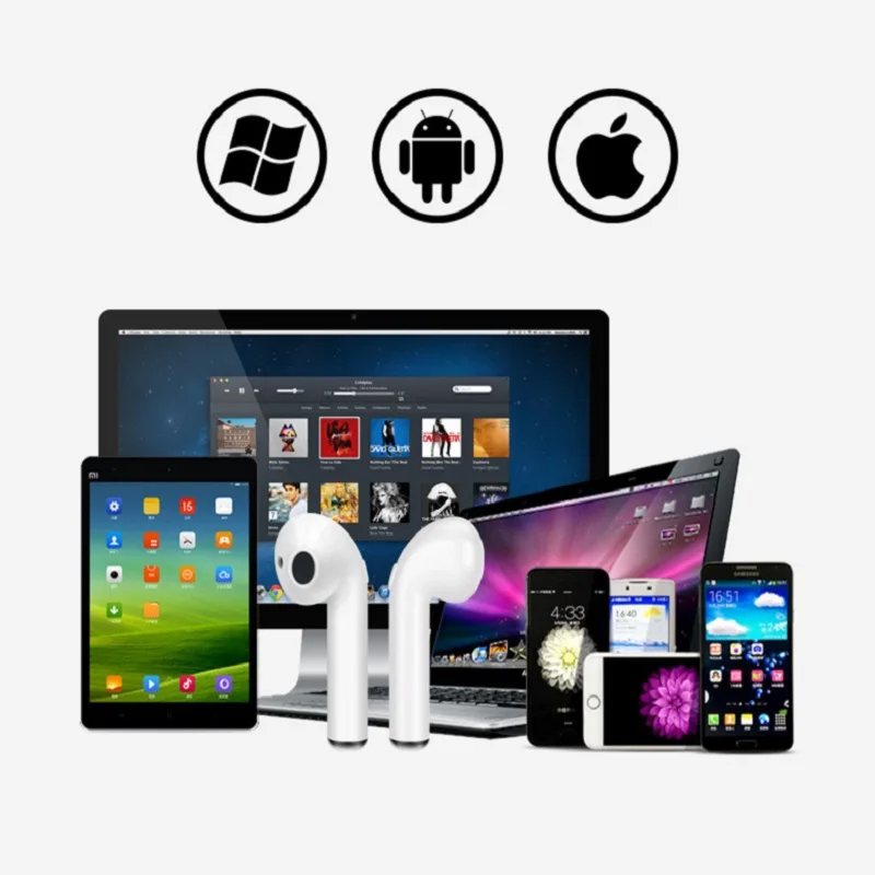 I7 i7s TWS беспроводные Bluetooth-наушники Музыкальные наушники-вкладыши Комплект
