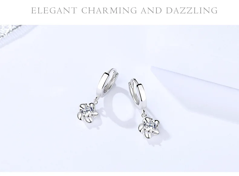

Fashion flowers 925 sterling silver drop earrings for women pure S925 silver floral dangle earing jewelry accessories
