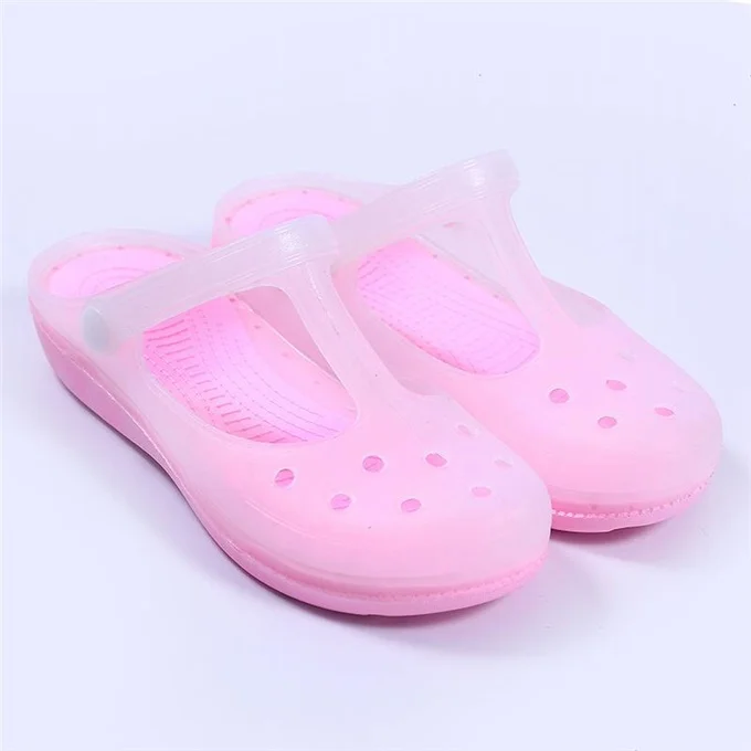 Женские сандалии на толстой подошве летние с цветком Нескользящие прозрачные