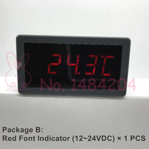 Цифровой термометр 5135T DS18B20 Индикатор температуры-55~ 125C DC5V 12V~ 24V источник питания красный/синий дисплей - Цвет: B  Red DC12-24V
