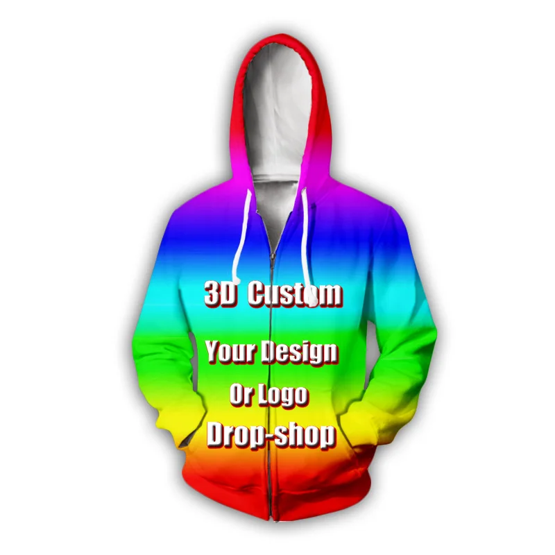 zipper hoodies DIY Custom Full printing 3D Hoodies Create Design Photo/You Want Pattern Personalized Customized Zipper Sweatshirts oversize coa - Цвет: zipper hoodies