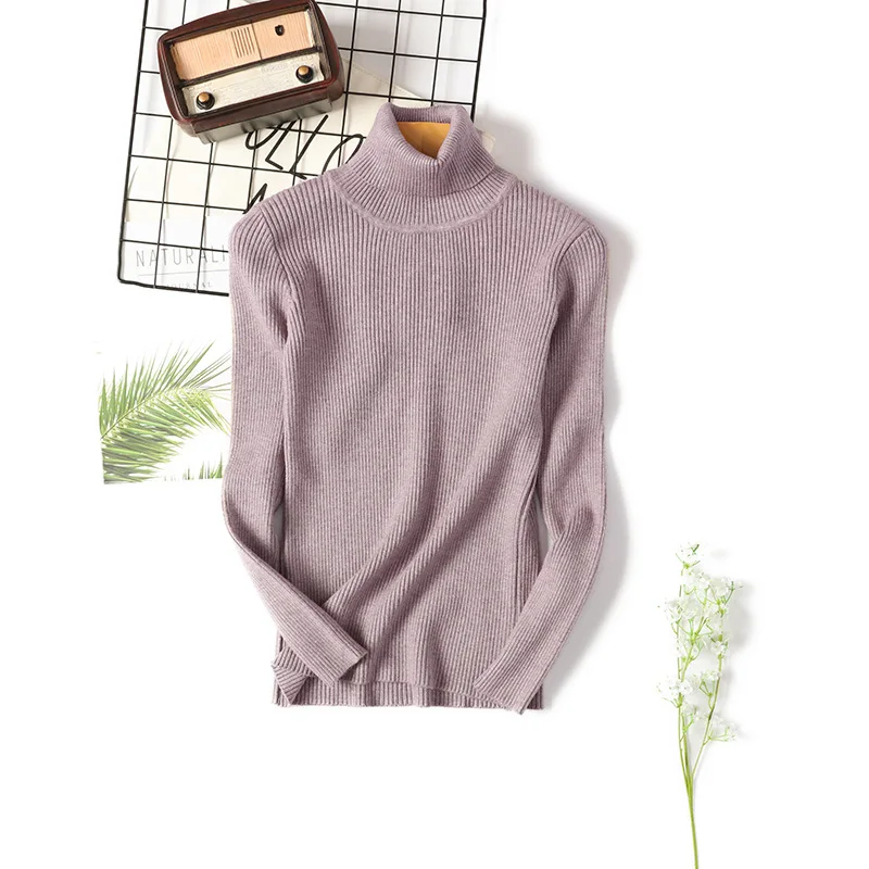 2018 толстые теплые пуловеры вязаные свитера Женские однотонные милые с высоким