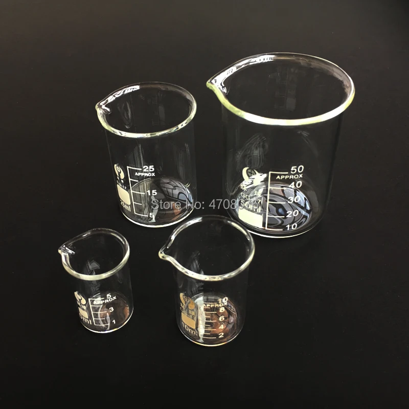 5,10, 25,50 мл 4 шт./компл. Pyrex стакан лабораторное боросиликатное стекло химические измерения фляга обувь на плоской подошве для научный эксперимент