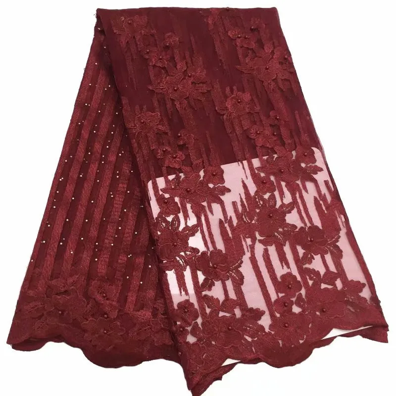 Кружевная ткань с бусинами в африканском стиле высокое качество кружево камнями
