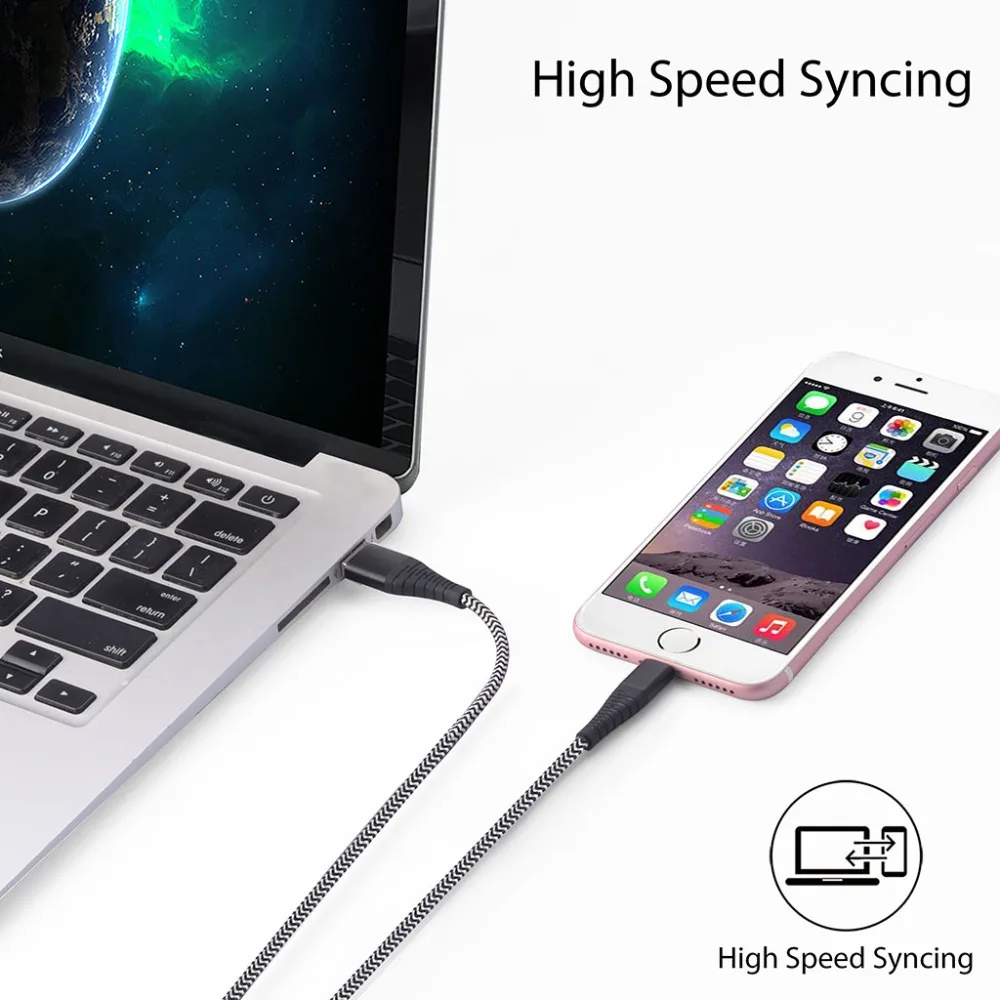 Плетеный кабель Lighting to USB MF I-для кабеля Apple Kable |