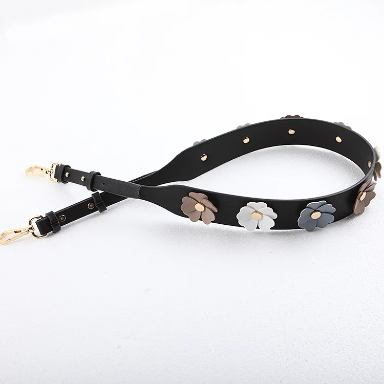 black gold hook Модный ремень для женщин, сумки, сумки, кожа, цветные цветы, сумка на плечо, ремень, регулируемый цветочный ремень, сумка, аксессуары - Цвет: black gold hook