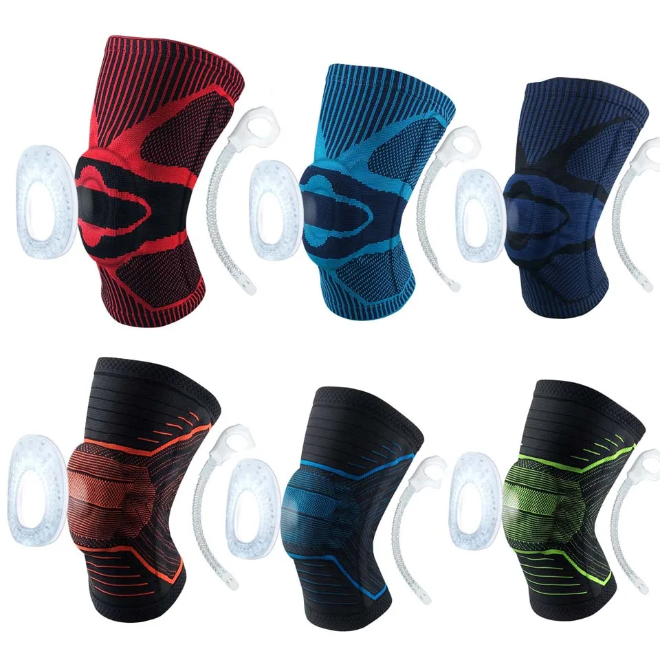 

1PCS Knee Brace Running Knee Support Protect 3D Weaving Knee Sleeves Spring Silicon Padded Protection Compression Knee Pads