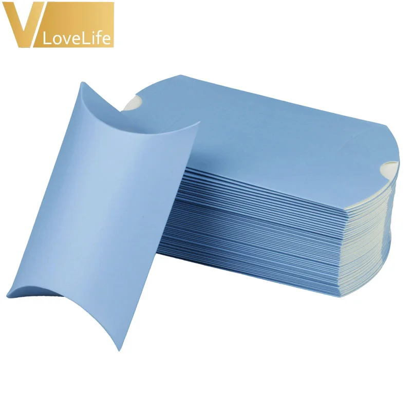 100 шт. Подушка Свадебная вечеринка пользу Бумага Подарочная коробка Коробки конфет питания Интимные аксессуары важны kraft Бумага подарок Коробки - Цвет: Light blue