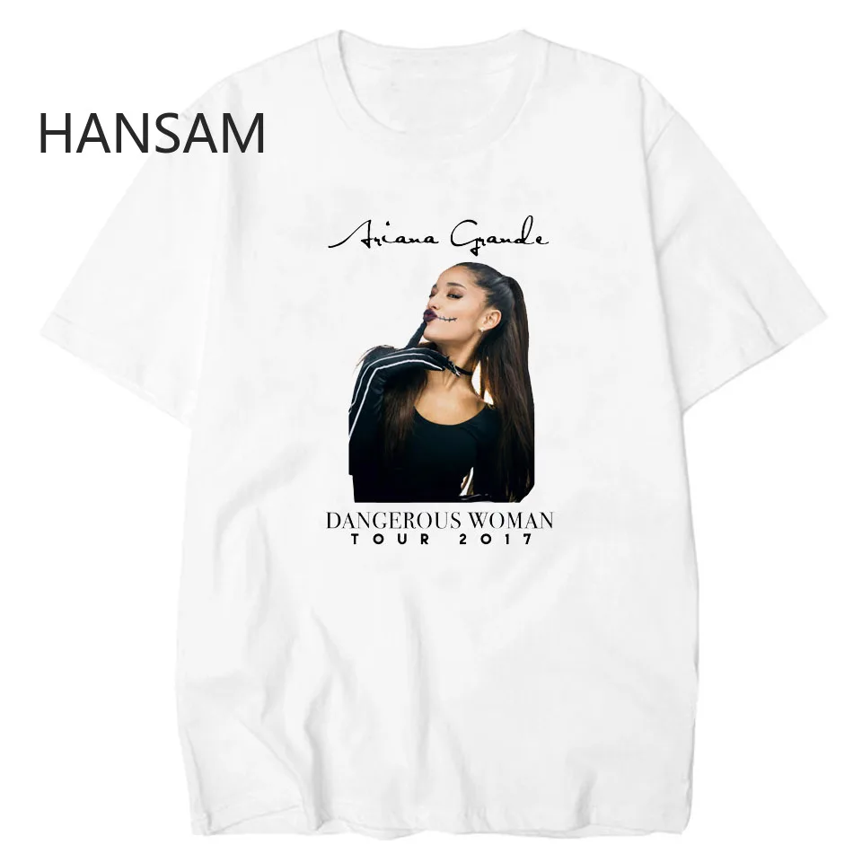 Женская футболка с круглым вырезом Ariana Grande белая в стиле Харадзюку Повседневная