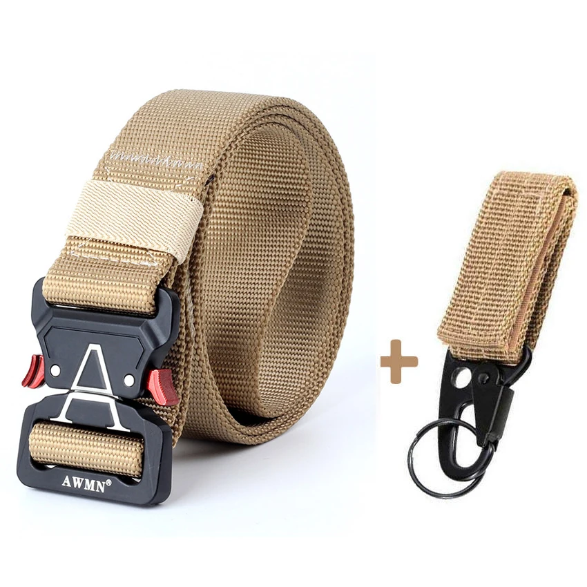 Khaki Belt Match 10 цветов, длинный ремень для военной техники, мужские тактические дизайнерские армейские ремни для брюк, нейлоновый ремень, Холщовый пояс с металлической пряжкой - Цвет: Khaki Belt Match