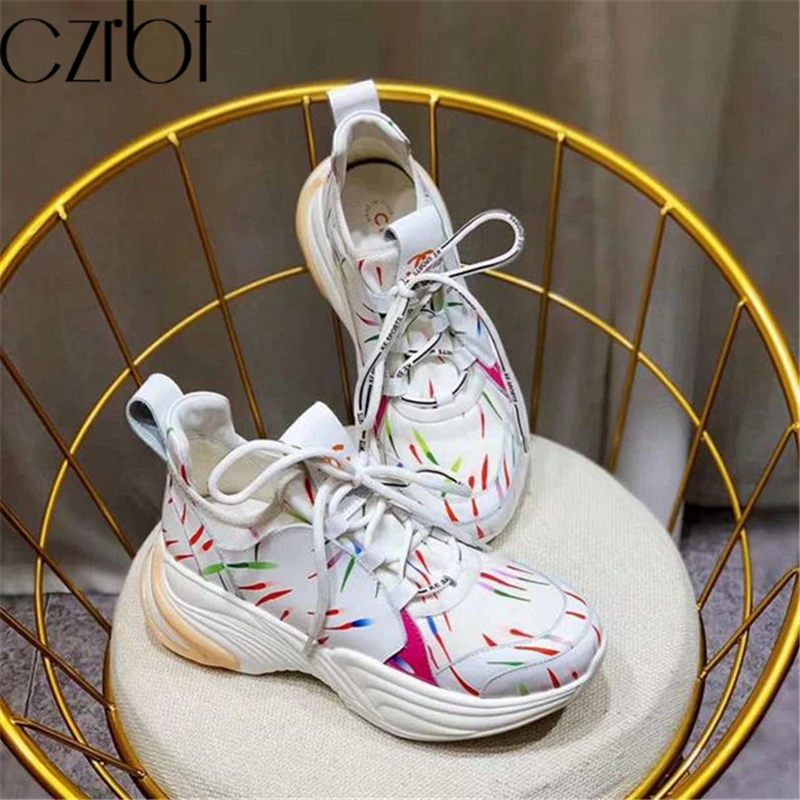 Czrbt/новинка сезона весна осень 2019 женские модные кроссовки из натуральной кожи на