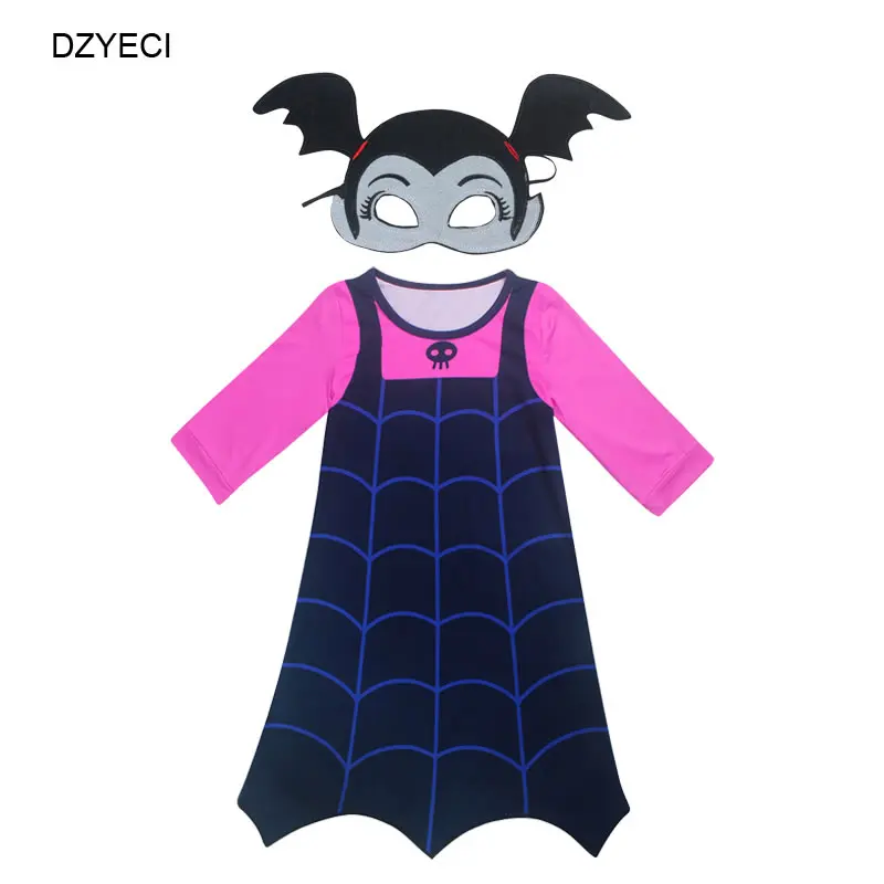 Blue2 Dress Mask Disfraz Vampirina/платье для маленьких девочек; костюм для рождественского карнавала; детское кружевное платье для маскарада; vetement enfant fille - Цвет: Blue2 Dress Mask