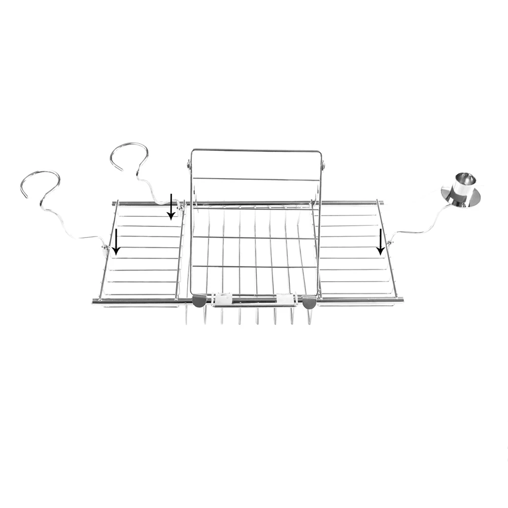 Smooth Metal Durable Bathtub Rack Extendable Home Adjustable Multifunction Removable Wine Glass Holder Easy Install Convenience |
