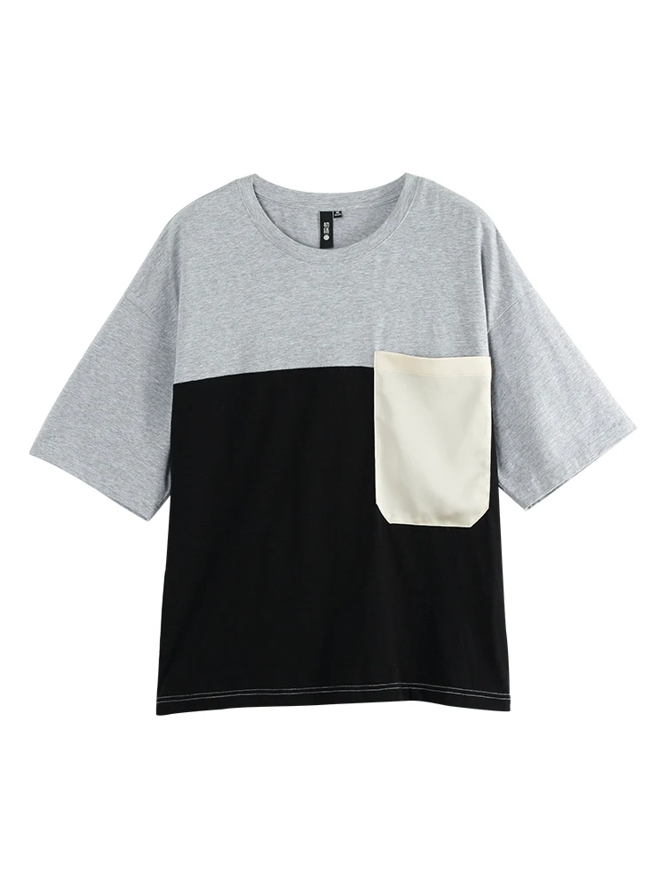 Женская футболка с коротким рукавом круглым вырезом и карманами | одежда