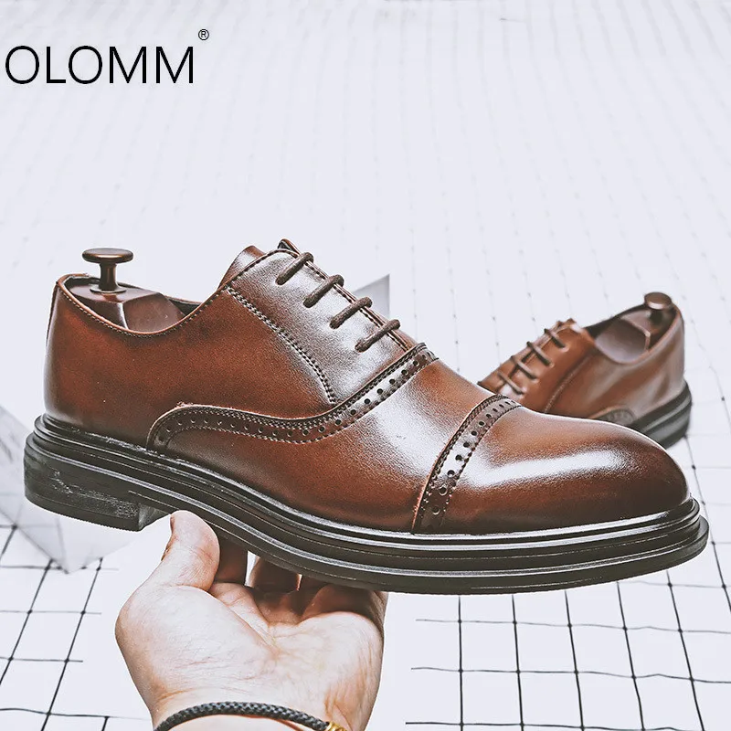 

Fashion Mens Autumn Business Dress Brock England Leather Retro Men Dress Shoes Zapatos De Hombre Men Dress Shoes