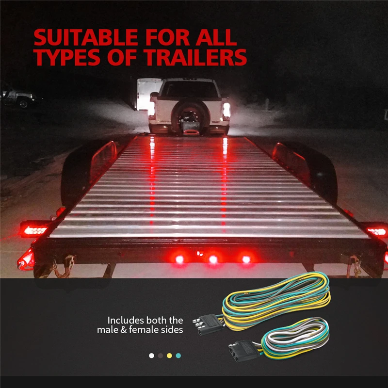 MICTUNING 4Pin 25' мужской и 6' Женский Разъем 18 AWG цвет кодовый провода 4-Way плоский прицеп светильник Жгут проводов комплект расширения