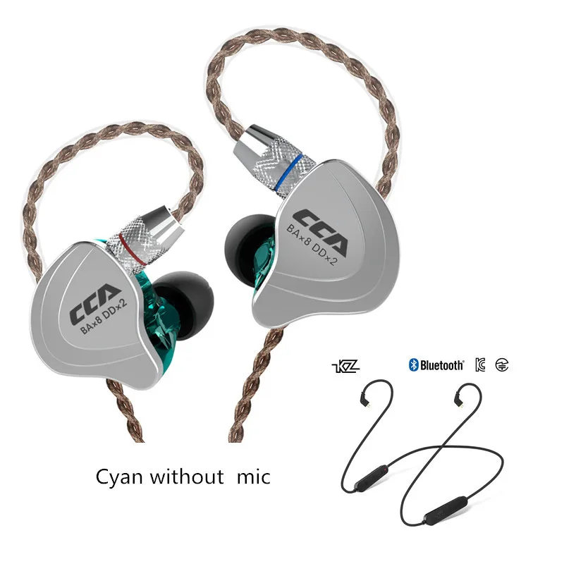 Cyannomicbluetooth Cca C10 4ba+ 1dd гибридные наушники-вкладыши Hi-Fi Monito спортивные наушники для бега 5 приводных устройств гарнитура Kz Bluetooth кабель для Cca C10 - Цвет: Cyannomicbluetooth