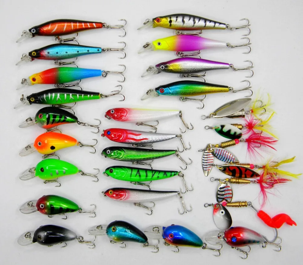 27 шт./компл. 4 стиль Блесен набор Минноу/карандаш/Crankbait/Spinner Bait/воблер