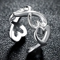 new arrival 925 silver jewelry 8 shape love heart open ring adjustable rings for women female fashion jewelry