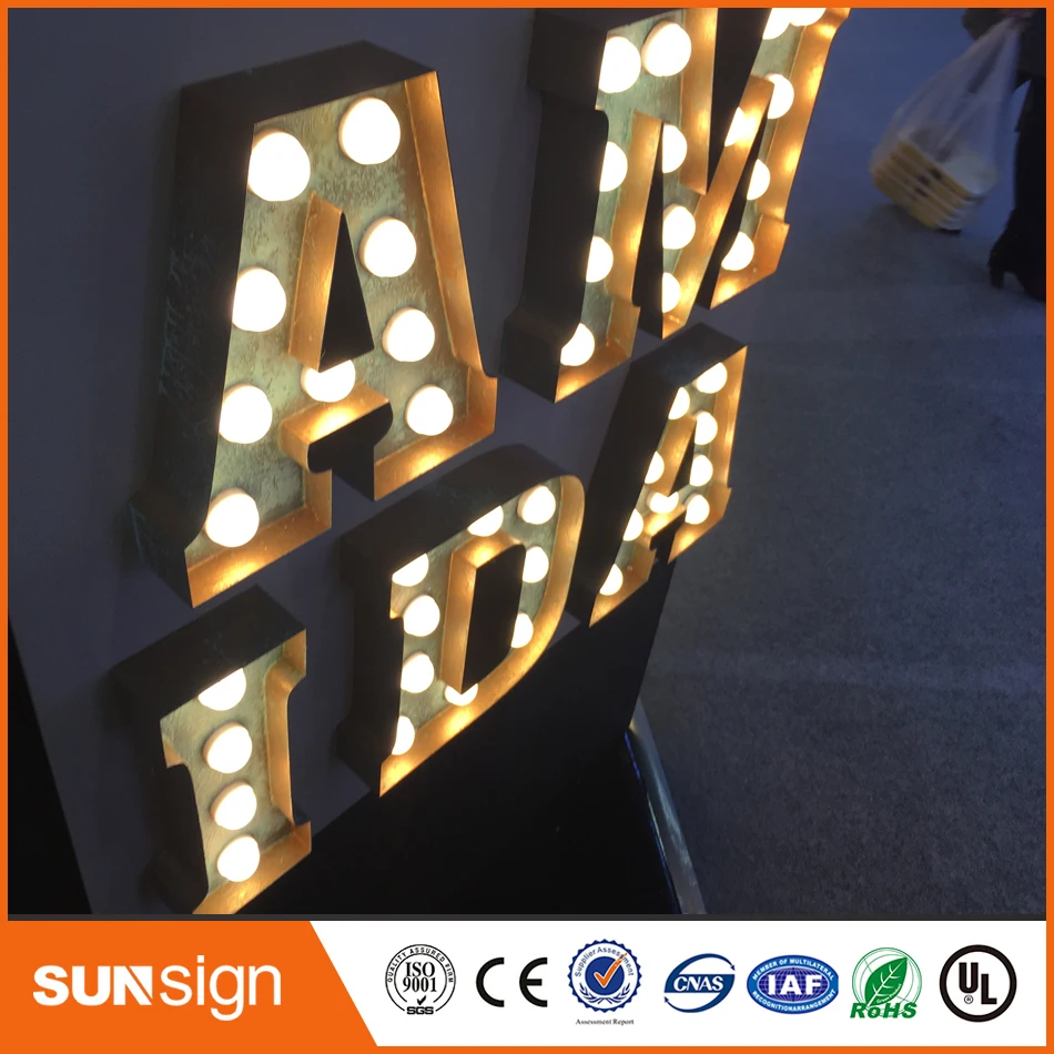 Outdoor custom lighted advertising signs lighted letters