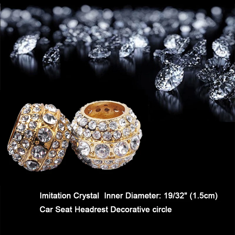

4pcs/lot Crystal Car Seat Headrest Collar Charm Rhinestone Golden Color Body Car Accessory Car style