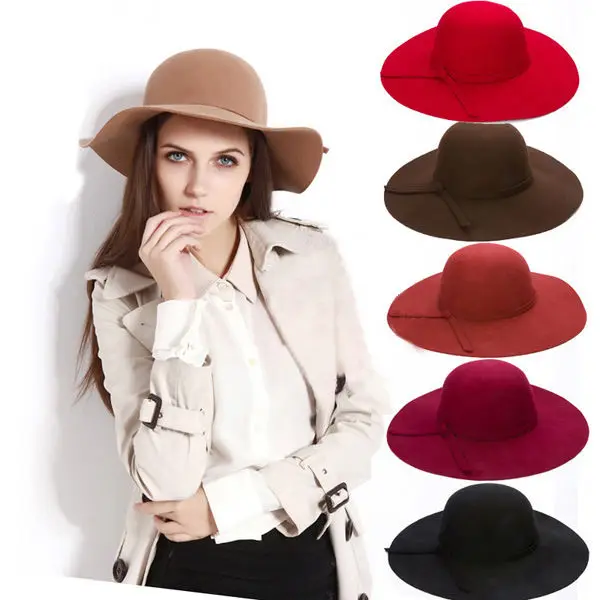 Женская шляпа Колокол с широкими полями 100%|Женские фетровые шляпы| |