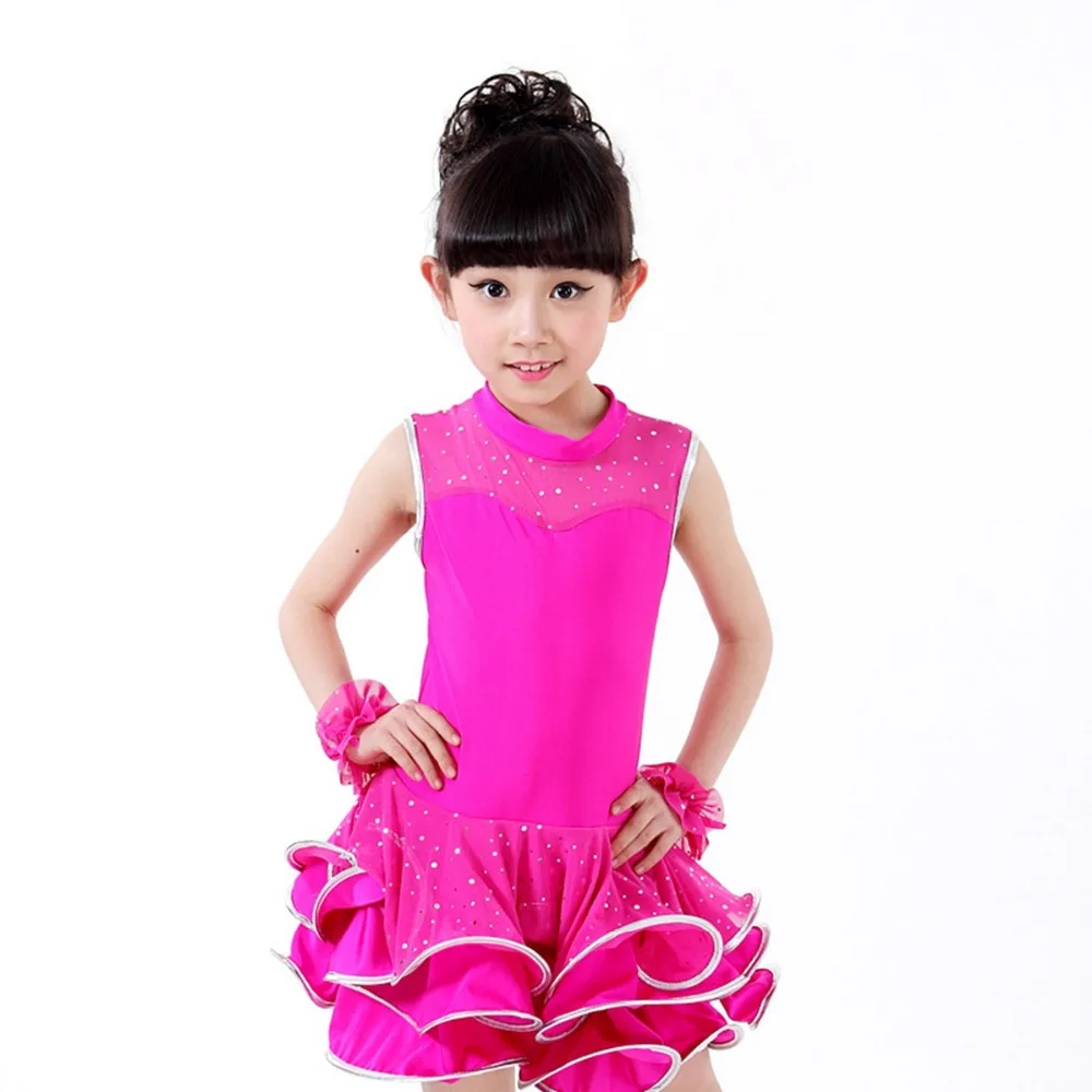 Summer Fashion Girls Kids Children Performance Stage Sleeveless Dancewear Ballroom Latin Salsa Dance Dresses Dress Vestido S3011 | Детская