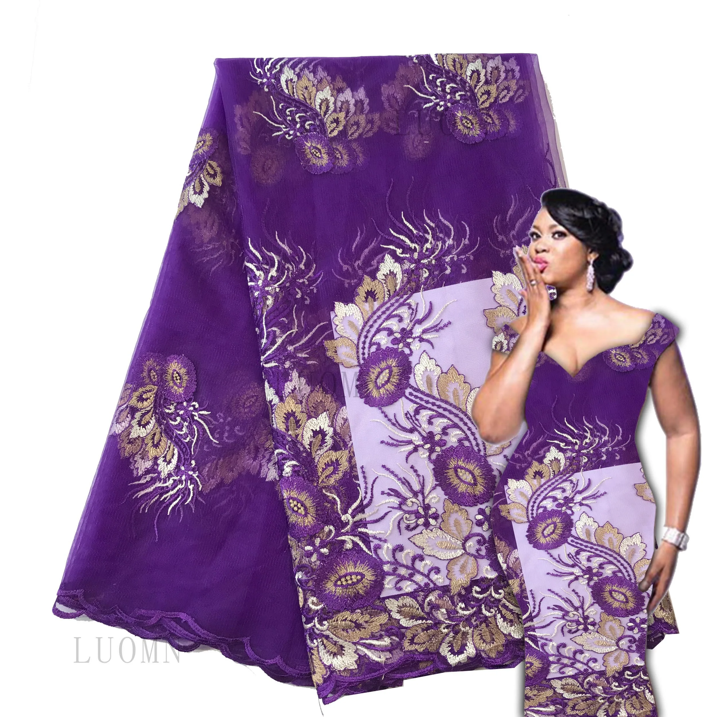 

5yards/lot high quality nigerian french lace embroidered tulle lace fabric for wedding dress,2019 Russia African lace fabric AMZ