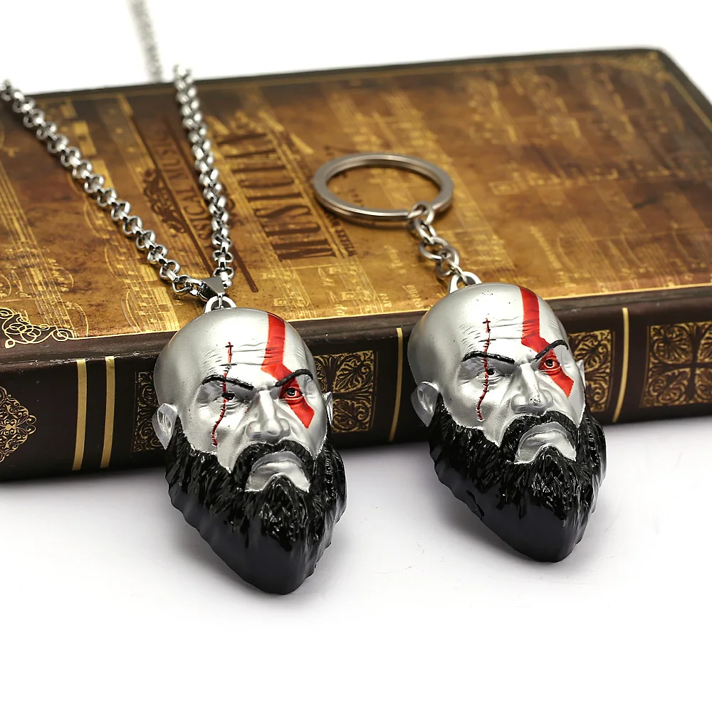 Игра Ювелирные изделия брелок Бог войны Kratos 3D голова Подвески ожерелье держатель