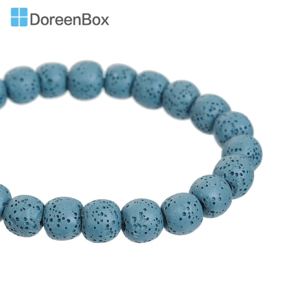 Doreen Box белый голубой драгоценный камень Круглый бисер диаметр 9 мм 8 отверстие: