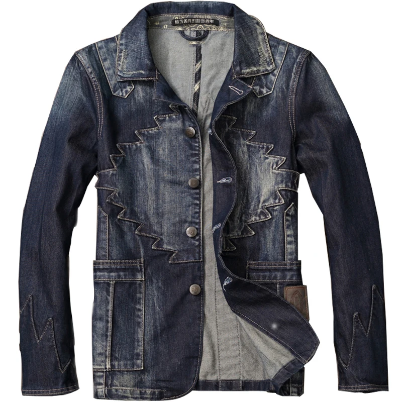 Винтажный Мужской костюм в европейском стиле байкерские джинсовые куртки пальто