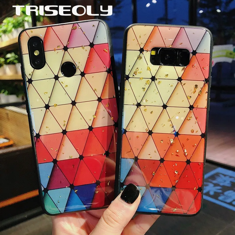 TRISEOLY роскошный блестящий золотой фольгированный цветной треугольный чехол для