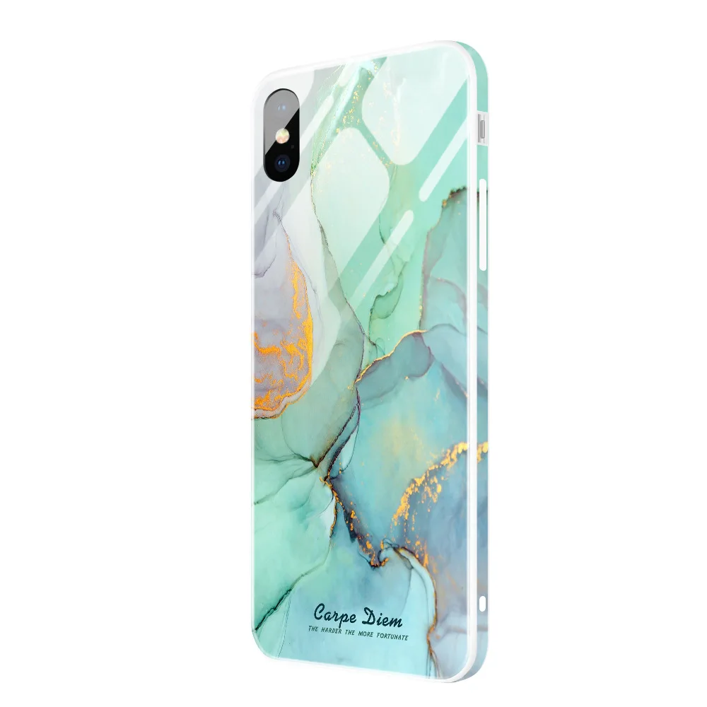 Для iPhone XS Max XS 10S XR X 8 7 6 6S Plus чехол HD Фруктовый Цветочный цветной боковой Чехол из закаленного стекла для Apple X S R 8 7+ бампер