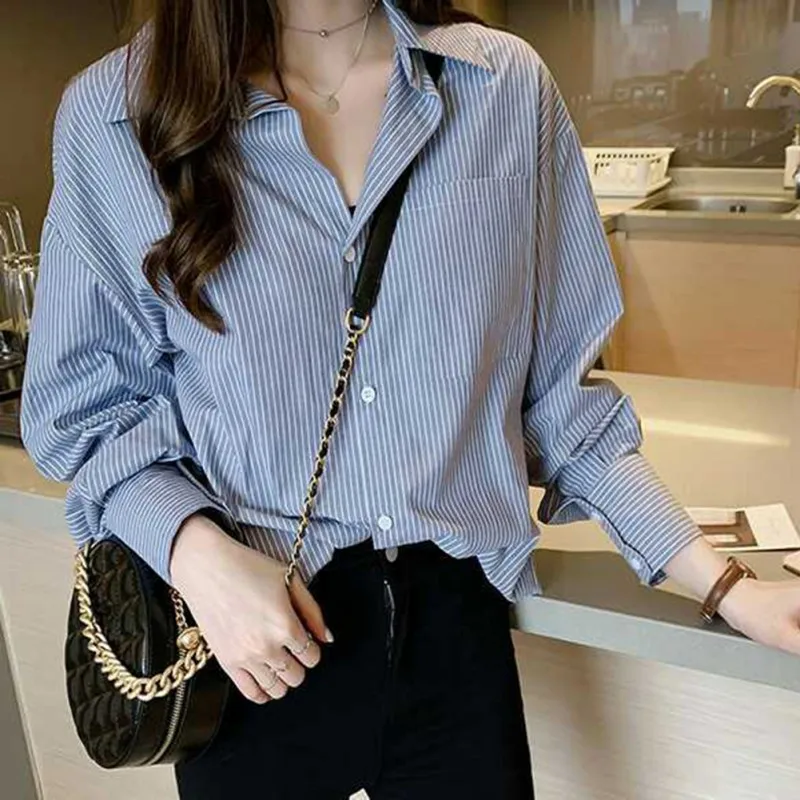  spring new Hong Kong flavor retro chic striped shirt female design sense minority Han Fan jacket3 | Женская одежда