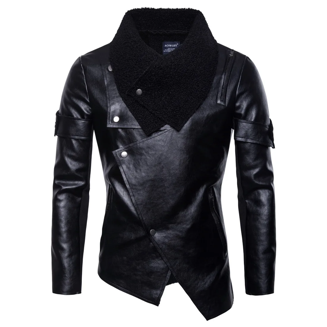 The code 2018 fall clothing foreign trade new men locomotive fur personality irregular punk leather jacket | Мужская одежда