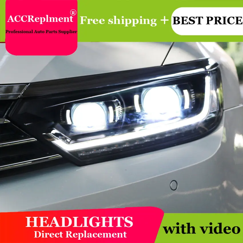 

Car Styling For European Passat headlights 2017 2018 For Passat headlight H7 hid Bi-Xenon Lens low beam day light running