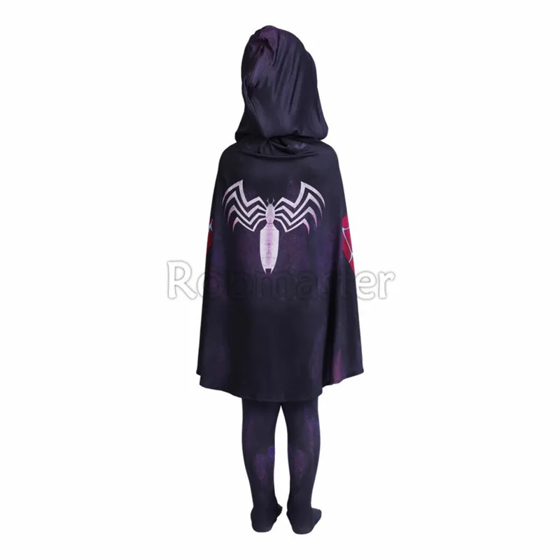 3D печатных детей гвеном Косплей Костюм с капюшоном Zentai девочек Веном симбиот костюм паук Гвен Стэйси костюм Спайдермен плащ костюм - Цвет: Cloak