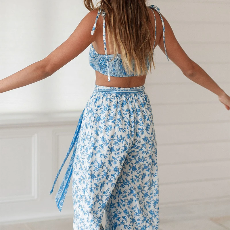 Элегантные сексуальные пляжные Boho летние 2019 женские комбинезоны с поясом на