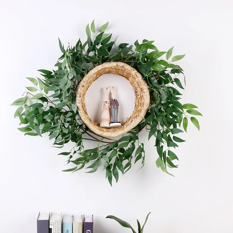 

170/195cm Wedding ceiling winding Eucalyptus rattan Hotel window decoration artificial flowers willow vine faux foliage wreath